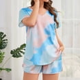 thumbnail image 1 of Smilooen Tie Dye Womens Pajama Sets Short Sleeve 2 Piece PJ Sets Women Summer Loungewear with Pockets, S-2XL, 1 of 7