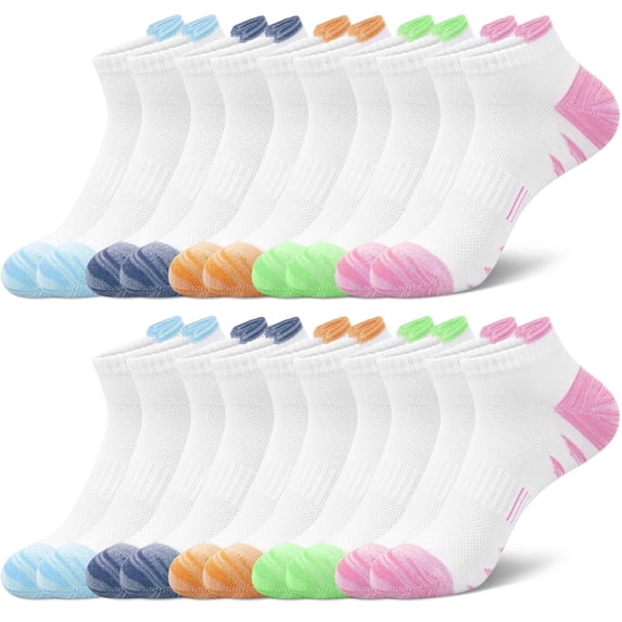 Loritta Secret 10 Pairs Women's Low Cut Ankle Socks Stretchy Breathable Athletic Socks for Women,Size 6-8