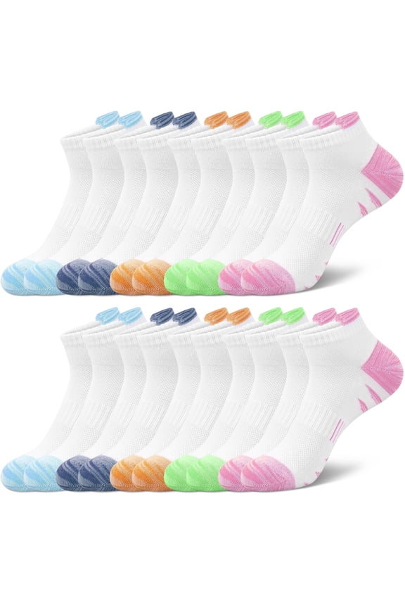 10 Pairs Women's Low Cut Ankle Socks Stretchy Breathable Athletic Socks for Women,Size 6-8
