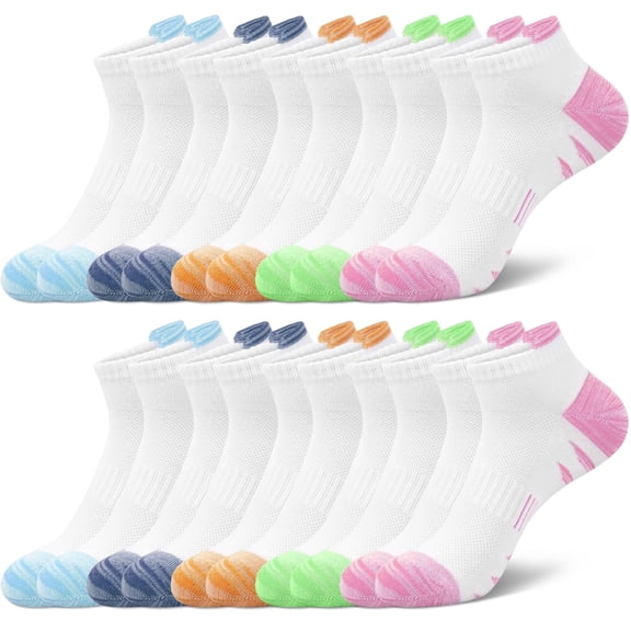 Loritta Secret 10 Pairs Women's Low Cut Ankle Socks Stretchy Breathable Athletic Socks for Women,Size 6-8