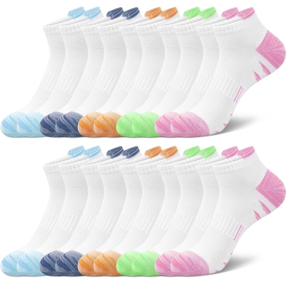 Loritta Secret 10 Pairs Women's Low Cut Ankle Socks Stretchy Breathable Athletic Socks for Women,Size 6-8