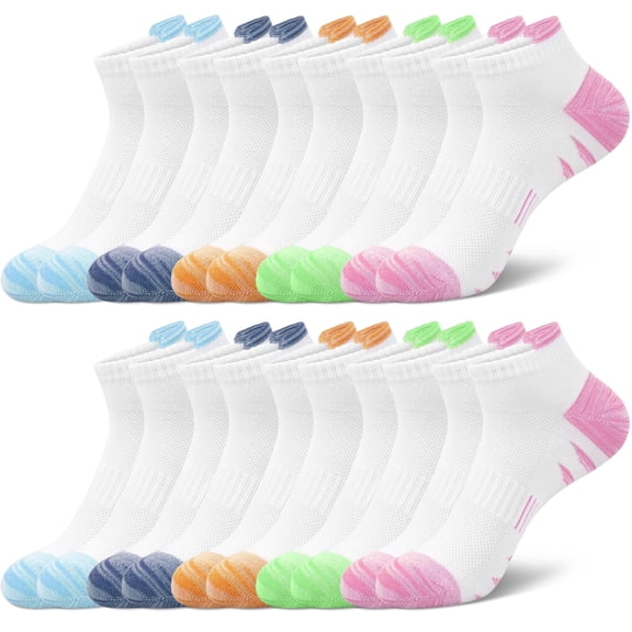Smilooen 10 Pairs Women's Low Cut Ankle Socks Stretchy Breathable Athletic Socks for Women,Size 6-8
