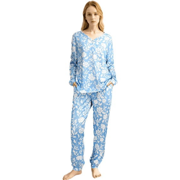 Smilooen 2 Pieces Womens Pajamas Sets Comfy Printed Loungewear Sets Woman with Pockets ,Sizes S-2XL