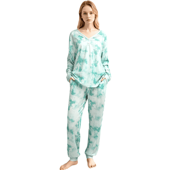 Smilooen 2 Pieces Womens Pajamas Sets Comfy Printed Loungewear Sets Woman with Pockets ，Sizes S-2XL