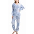 thumbnail image 1 of Loritta Secret 2 Pieces Womens Pajamas Sets Comfy Printed Loungewear Sets Woman with Pockets,S-2XL, 1 of 7