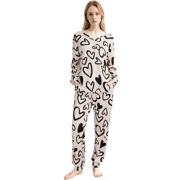 Smilooen 2 Pieces Womens Pajamas Sets Comfy Printed Loungewear Sets Woman with Pockets ，Sizes S-2XL