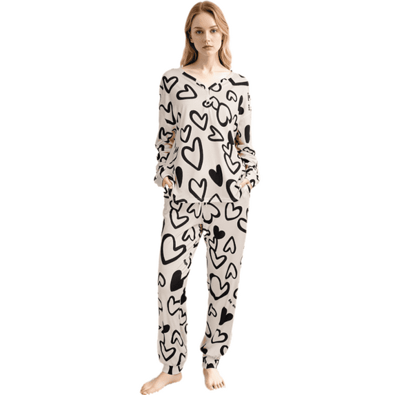 Smilooen 2 Pieces Womens Pajamas Sets Comfy Printed Loungewear Sets Woman with Pockets ,Sizes S-2XL