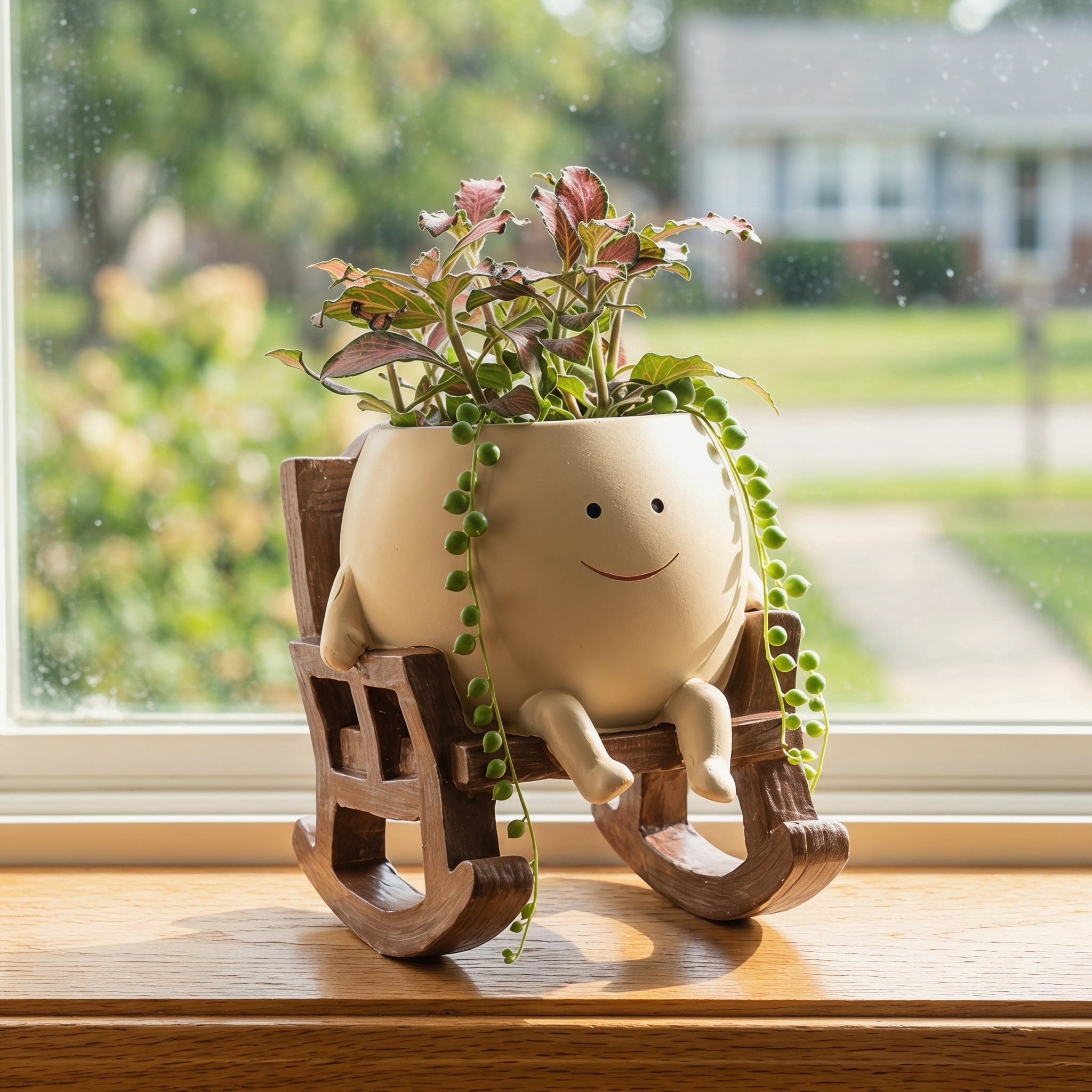 Smily Face Planter Pot, Cute Resin Flower Head Planters for Indoor ...