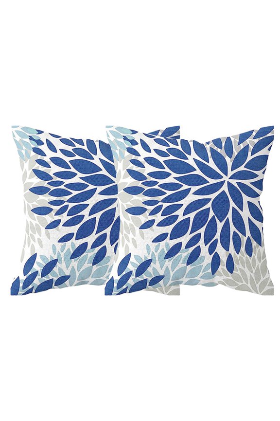 Smilyard Navy Grey White Pillow Covers 18x18 Inch Set of 2 Dahlia Floral Decor Throw Pillows Spring Summer Modern Geometry Flower Outdoor Decorative Cushion Cases for Sofa Couch Bed Decorations