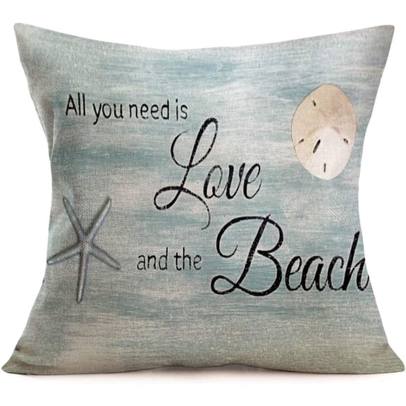 Smilyarrd Vintage Coastal Starfish Pillow Covers Blue Sea Nautical Theme Decorative Throw Pillow Covers Cotton Linen Pillowcase 18x18 Inch Decor Home for Sofa Bedroom (HXQ15)