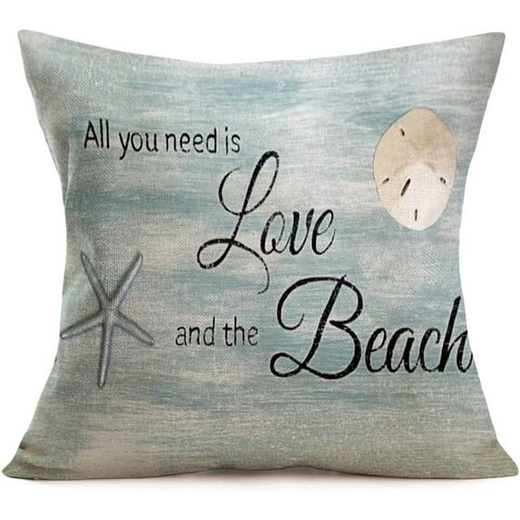 Smilyarrd Vintage Coastal Starfish Pillow Covers Blue Sea Nautical Theme Decorative Throw Pillow Covers Cotton Linen Pillowcase 18x18 Inch Decor Home for Sofa Bedroom (HXQ15)