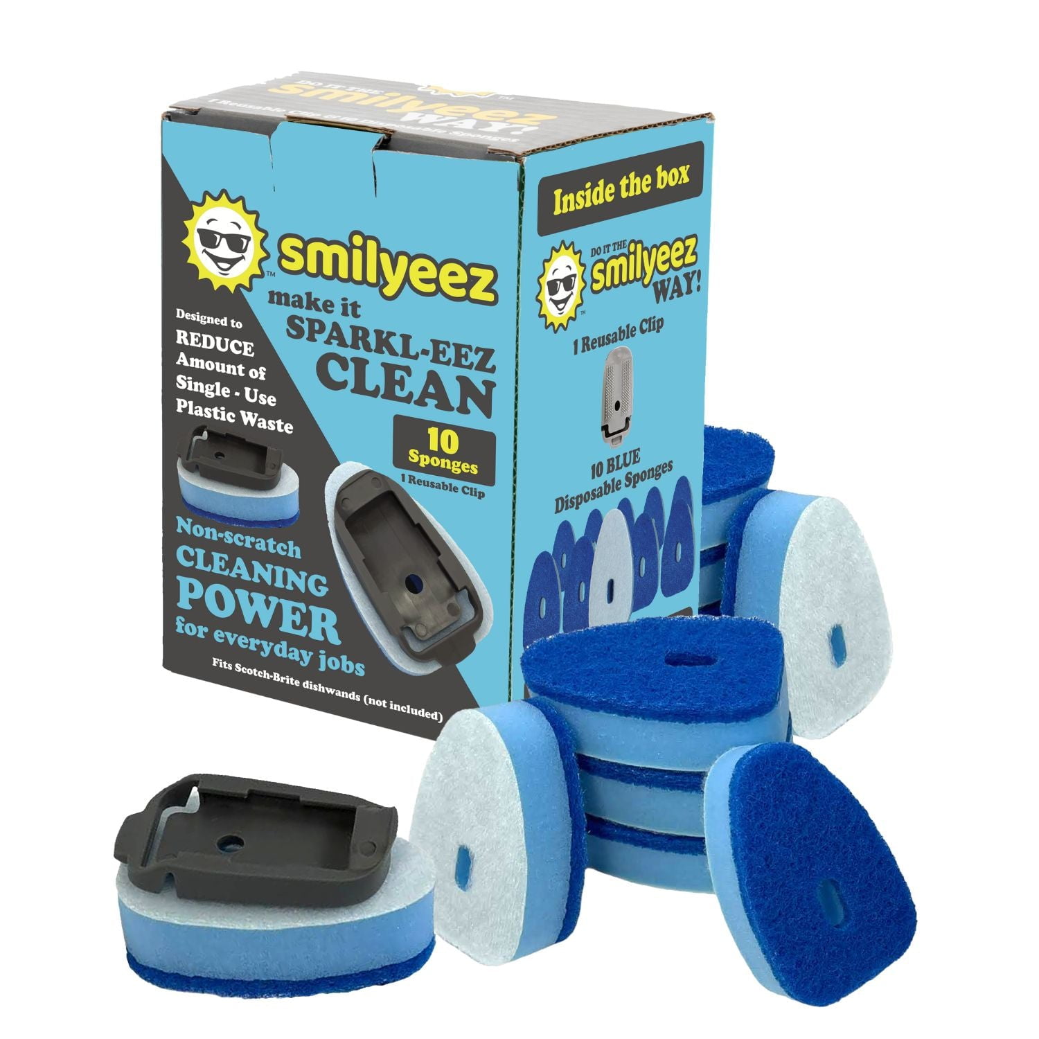 Sponge Refills Smilyeez No-Plastic Blue Non-Scratch Sponge Refill for Scotch-Brite's ...