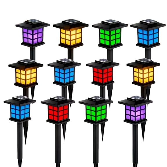 Sminiker 12 Solar Outdoor Lamp, IP44 Sidewalk Lamp, 10-hour Long-lasting LED Landscape Lighting Garden Lamp, Solar Path Lamp, Suitable for sidewalks, courtyards and lawns, Christmas decoration