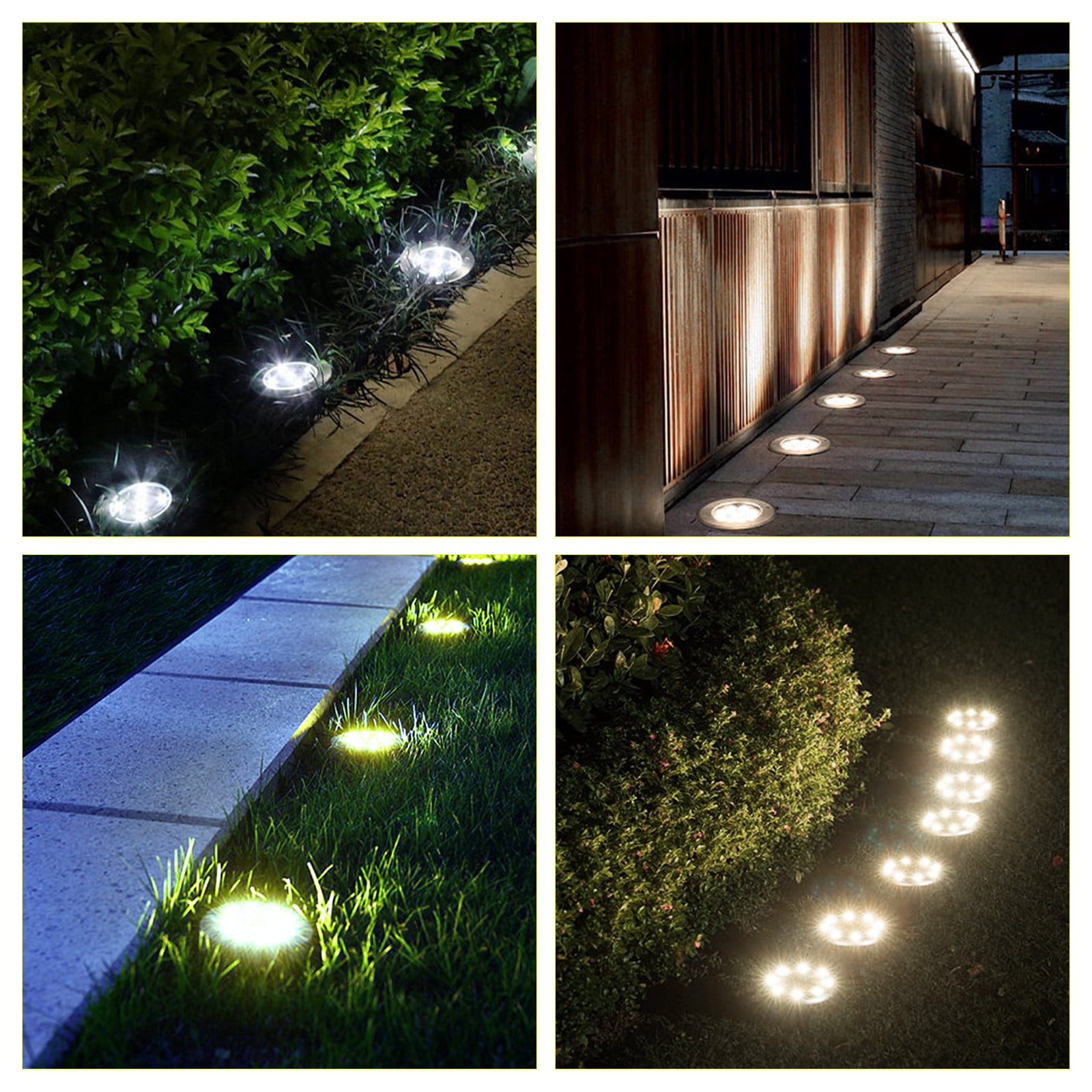 Sminiker 24-Piece Outdoor Solar Floor Lights, 8LED Solar Disc Lights, Waterproof Underground Lights, Suitable For Passageways, Lawns, Courtyards, Terraces, Sidewalks, Driveways, Decks