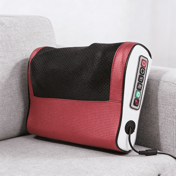 Sminiker Cervical Massager, Deep Kneading Massage, Variable Speed and Direction, Suitable for Neck, Back, Shoulders, Legs and Feet, Suitable for Home, Office and Travel (Red)