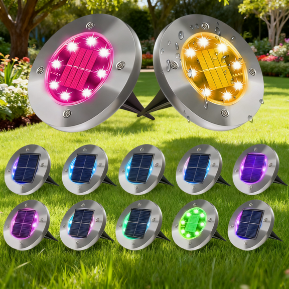 Sminiker RGB Gradient Solar Ground Lights - Garden & Pathway Decoration, Continuous Lighting For 12 Hours, Suitable For Courtyards, Lawns, Decks, Passageways, Sidewalks,