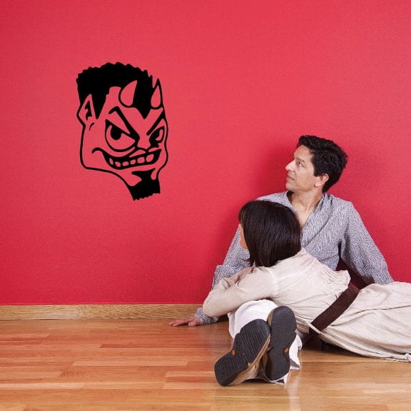 Smirking Cartoon Devil Head Decal - 36 Inches