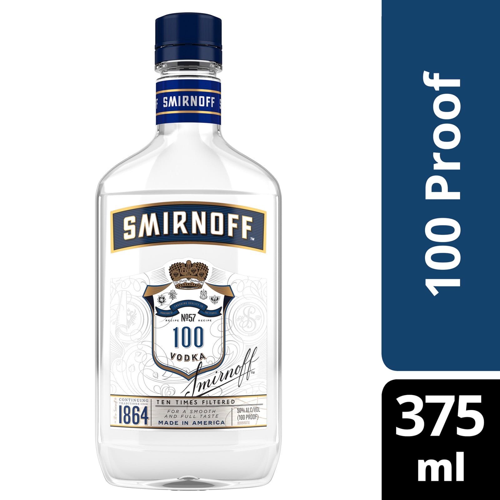 50% ABV 100 Vodka, 375 Smirnoff ml, Proof