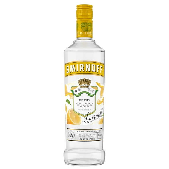 Smirnoff Citrus (Vodka Infused With Natural Flavors), 750 mL Glass Bottle, 30% ABV