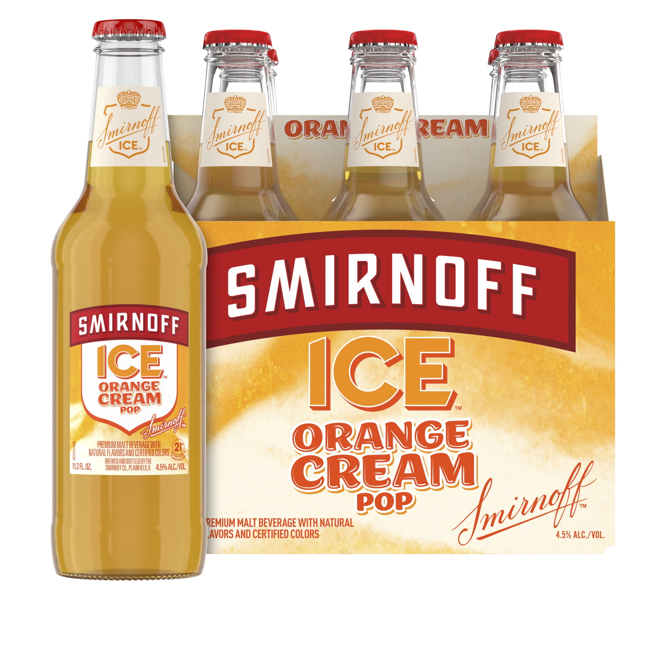 Smirnoff Ice Orange Cream Pop, 6 pack bottles, 11.2 fl oz, 4.5% ABV