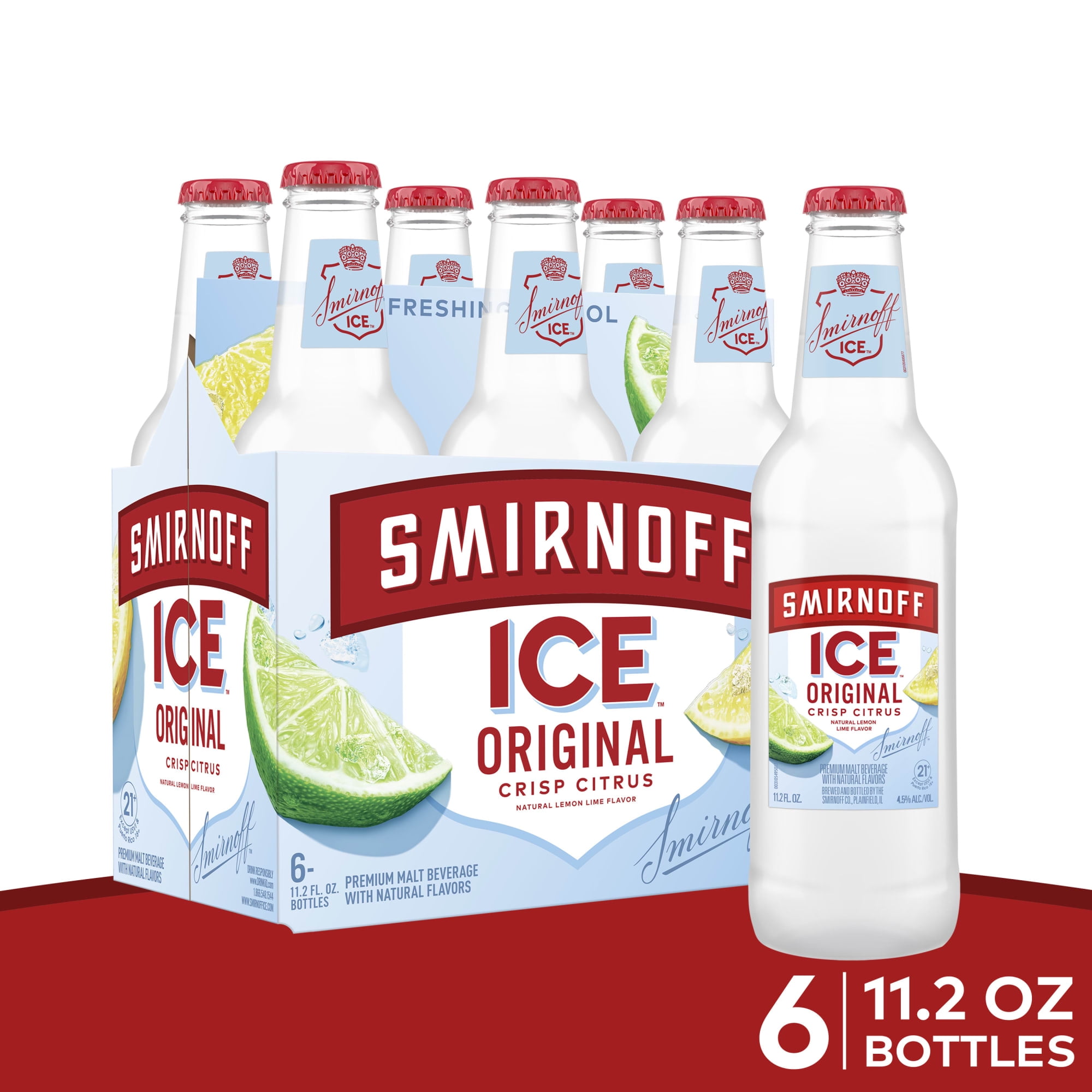 Smirnoff Ice Original, 11.2 fl oz, 6 Pack Bottles, 4.5% ABV