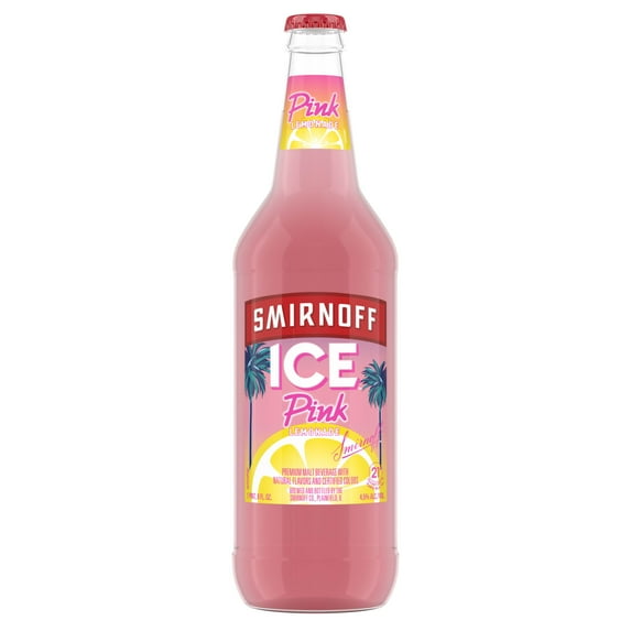Smirnoff Ice Pink Lemonade, Single Serve, 24 fl oz Bottle, 4.5% ABV