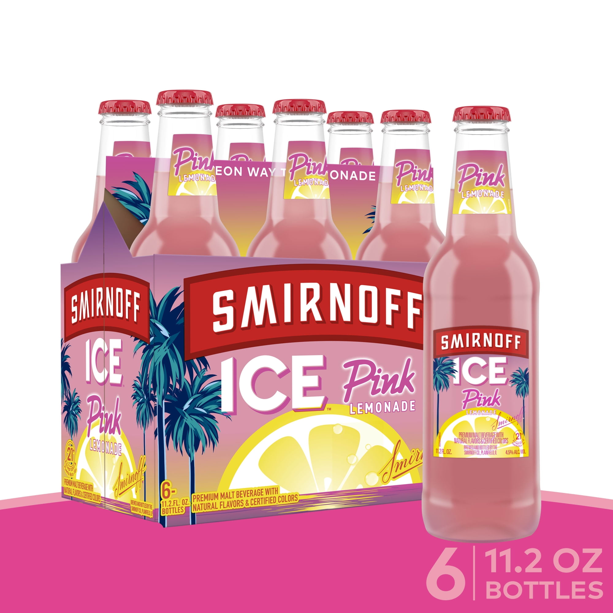 Smirnoff Ice Pink Lemonade Sparkling Drink, 11.2oz Bottles, 6pk