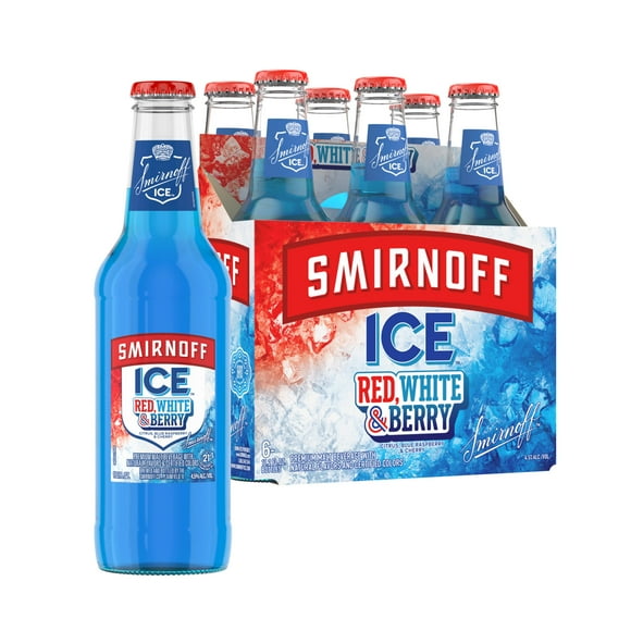 Smirnoff Ice Red White & Berry, 11.2 fl oz, 6 Pack Bottles, 4.5% ABV