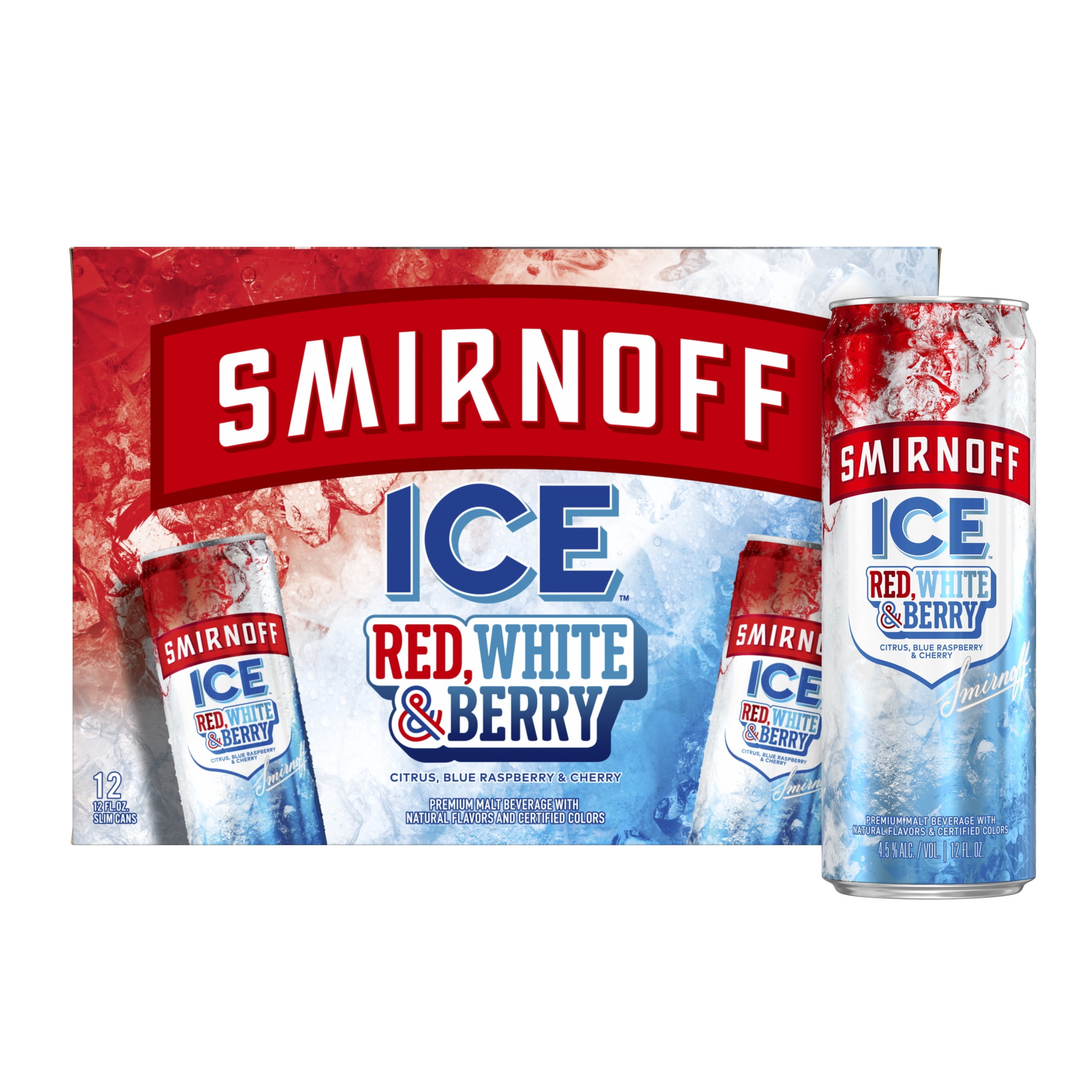 Smirnoff Ice Red White and Berry, 12 pack cans, 12 fl oz, 4.5% ABV