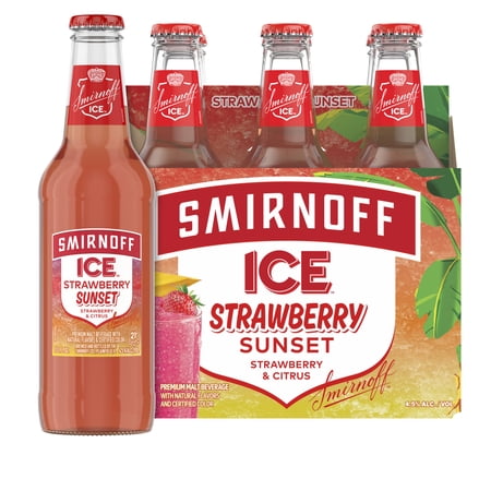 Smirnoff Ice Strawberry Sunset, 6 pack, 11.2 fl oz Bottles, 4.5% ABV