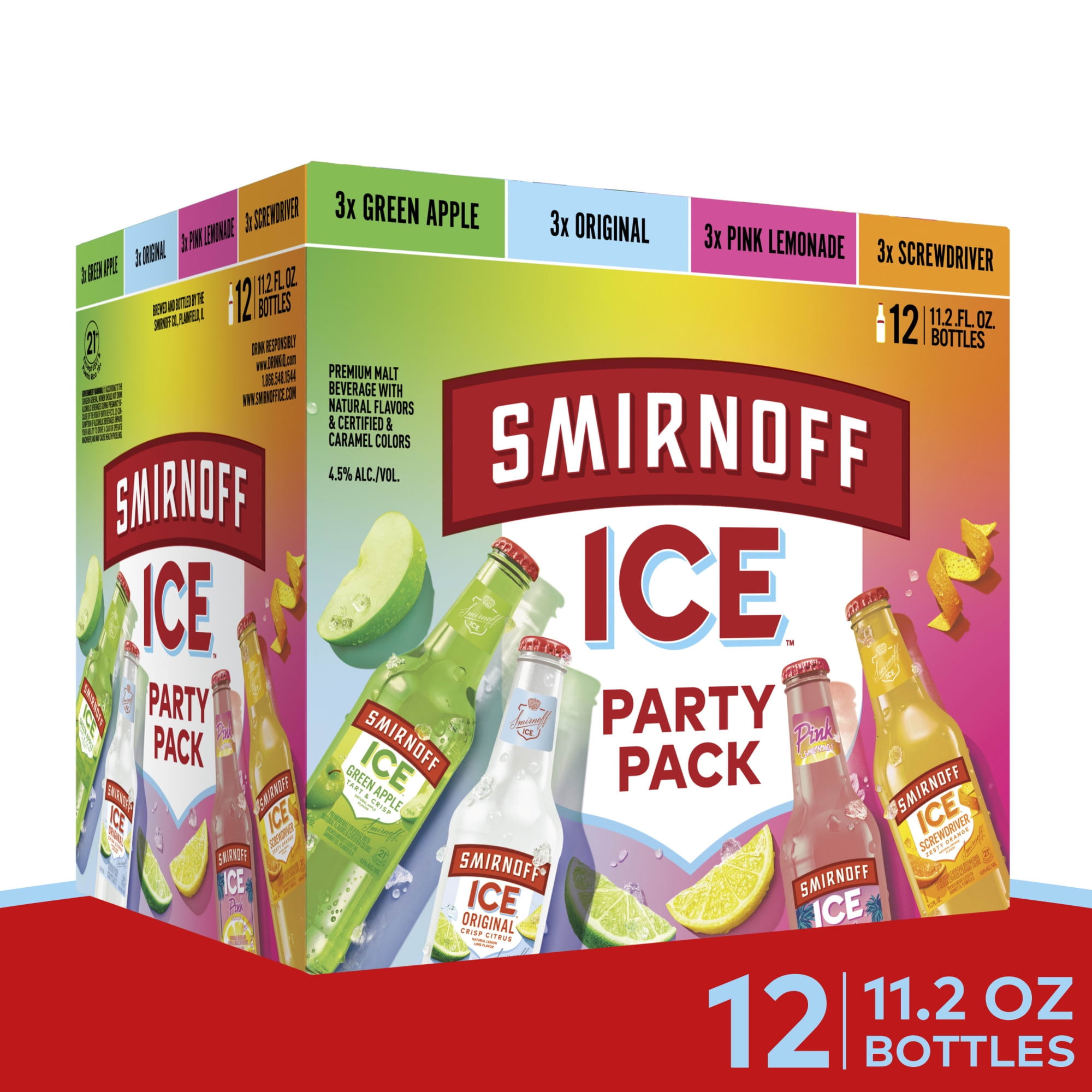 Smirnoff Ice Variety Party Pack, 11.2 fl oz, 12 Pack Bottles, 4.5% ABV