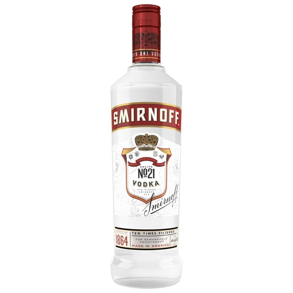 Smirnoff No. 21 80 Proof Vodka, 750 mL Glass Bottle, 40% ABV