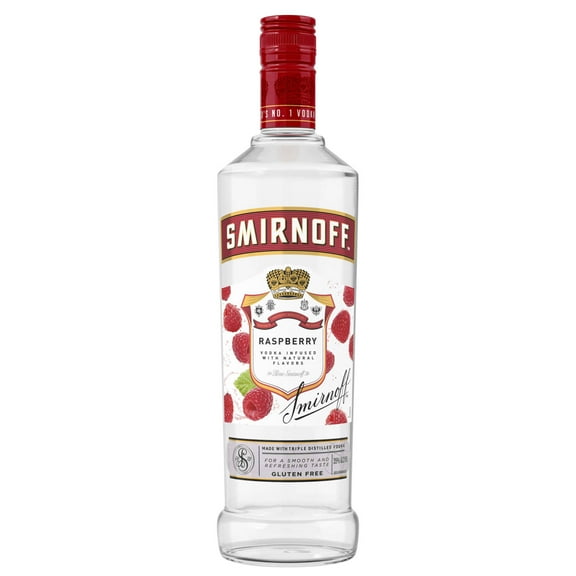 Smirnoff Raspberry (Vodka Infused With Natural Flavors), 750 mL Glass Bottle, 30% ABV