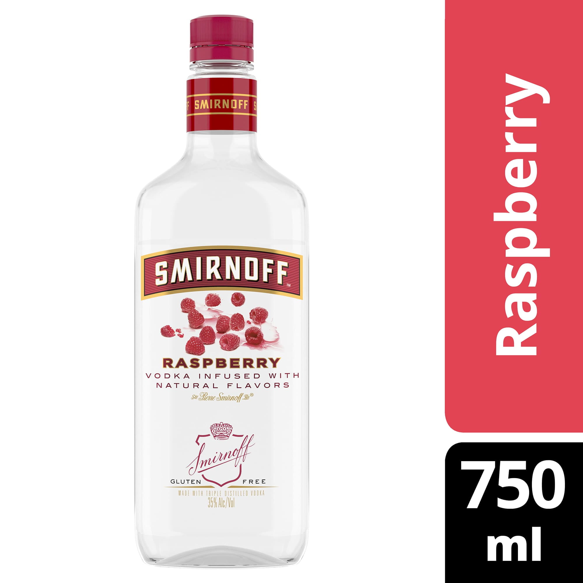 Smirnoff Raspberry (Vodka Infused With Natural Flavors), 750 mL PET ...