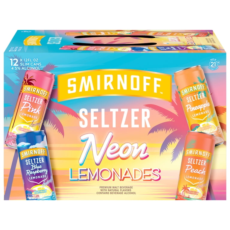 Smirnoff Neon Lemonade Hard Seltzer Variety, 12 pack, 12 fl oz