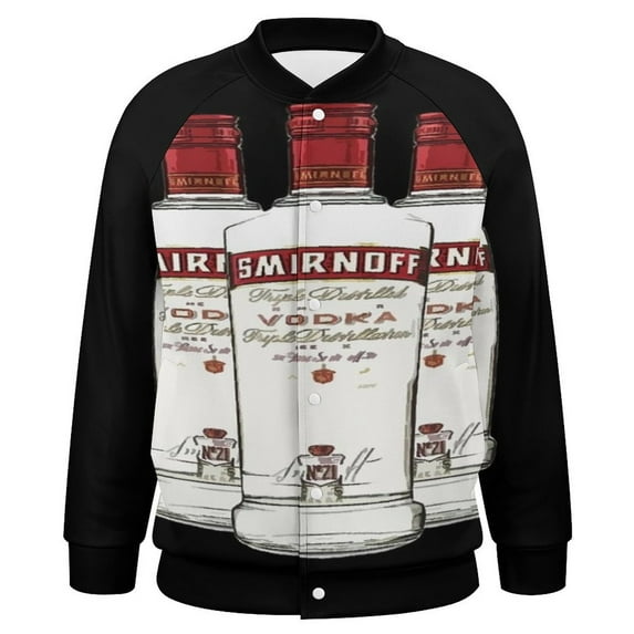 Smirnoff Vodka Alcohol Glass Bottle Baseball Jersey Fashion Ribbed Sleeve Man Women's Jacket Motion Tops XXS-6XL