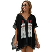Smirnoff Vodka Alcohol Glass Bottle Beach Cover Ups for Women Bathing Suit Cover Up Lace Bikini Swimsuit Coverup Beach Dress Shirt One Size