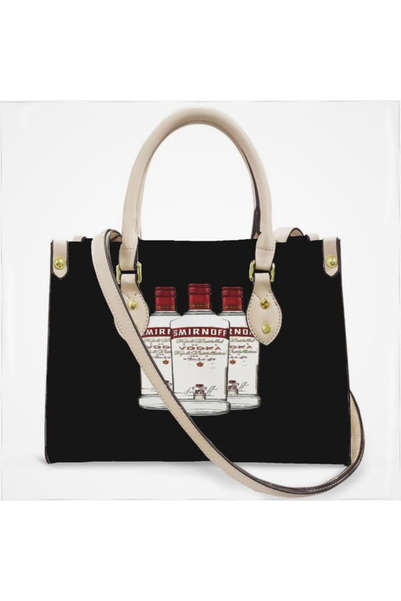 Smirnoff Vodka Alcohol Glass Bottle Cross Body Bags For Women Small Leather Female Handbags Fashion Top-Handle Totes