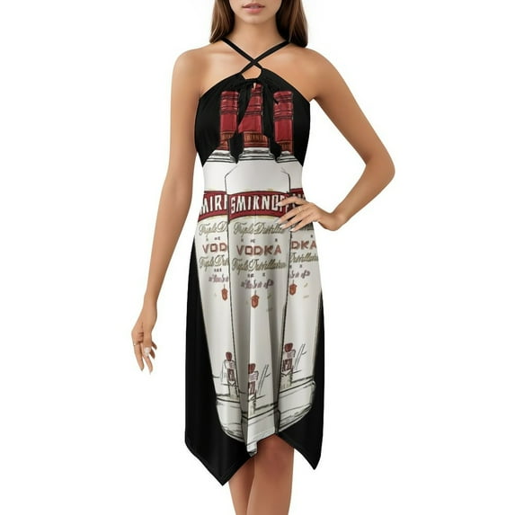 Smirnoff Vodka Alcohol Glass Bottle Dress Elegant Party Dresses Evening Dresses Women Dress Long Dresses Sleeveless Dress Ladies Dresses