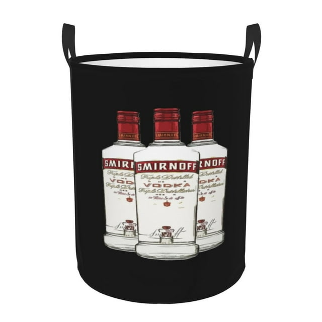 Smirnoff Vodka Alcohol Glass Bottle Large Dirty Clothes Hamper Foldable Laundry Basket with Handles for Bedroom Bathroom