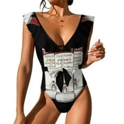 Smirnoff Vodka Alcohol Glass Bottle Swimsuit Sets Women's Swimwear Summer One-Piece Swimsuit Deep V Neck Back Swimsuits