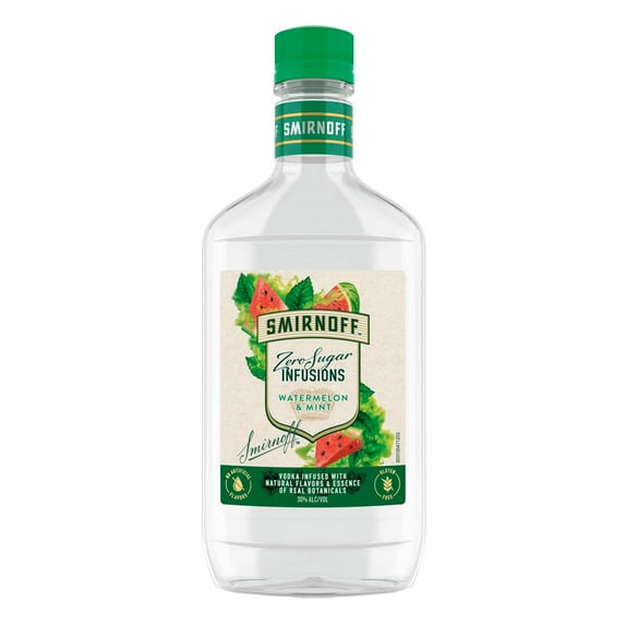 Smirnoff Zero Sugar Infusions Watermelon & Mint (Vodka Infused with Natural Flavors & Essence of Real Botanicals), 375 mL, 30% ABV