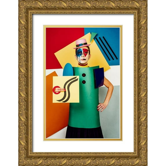 Smirnov, Sergei 13x18 Gold Ornate Wood Framed with Double Matting Museum Art Print Titled - Suprematist Portrait Of Lena Naymkina