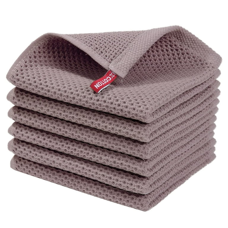 Smiry 100% Cotton Waffle Weave Kitchen Dish Cloths, Ultra Soft Absorbent  Quick Drying Dish Towels, 12x12 Inches, 6-Pack, Dark Grey 
