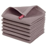 Smiry 100% Cotton Waffle Weave Kitchen Dish Cloths, Ultra Soft Absorbent Quick Drying Dish Towels, 12x12 Inches, 6-Pack,