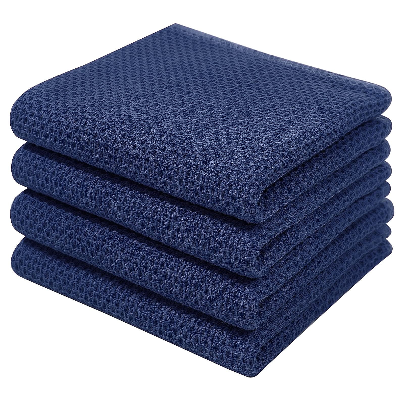 Smiry 100% Cotton Waffle Weave Kitchen Dish Towels, Ultra Soft Absorbent Quick Drying Cleaning Towel, 13x28 Inches, 4-Pack, Navy Blue - Walmart.com