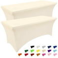 thumbnail image 1 of Smiry 2 Pack 4FT Stretch Spandex Tablecloths, Waterproof and Elastic Fitted Table Cloth, Washable Table Cover for Rectangle Tables, Beige, 1 of 8