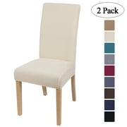 Smiry 2 Pack Chair Covers for Dining Room, Stretch Chair Protector Slipcovers, Beige