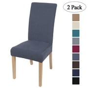 Smiry 2 Pack Chair Covers for Dining Room, Stretch Chair Protector Slipcovers, Dark Grey