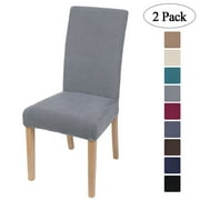 Smiry 2 Pack Chair Covers for Dining Room, Stretch Chair Protector Slipcovers, Light Grey